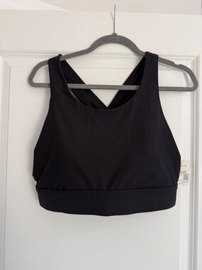 Fabletics Black High-Neck Cross-Back Crop Sports Bra